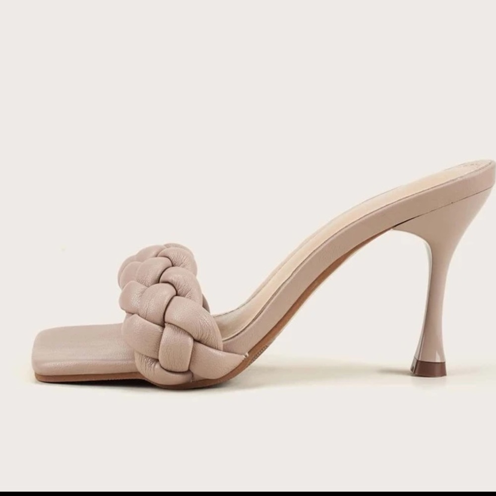 Braided Stiletto Heeled Mules